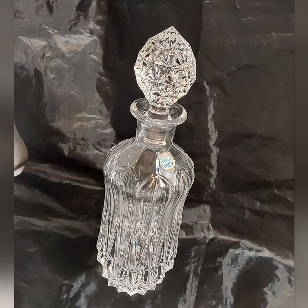 BOHEMIA CUT‎ GLASS ART NOUVEAU CRYSTAL DIAMOND DECANTER